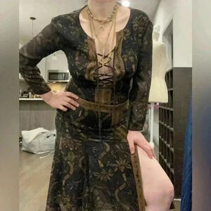 Floral Paisley Print Barbara Bui Midi Dress